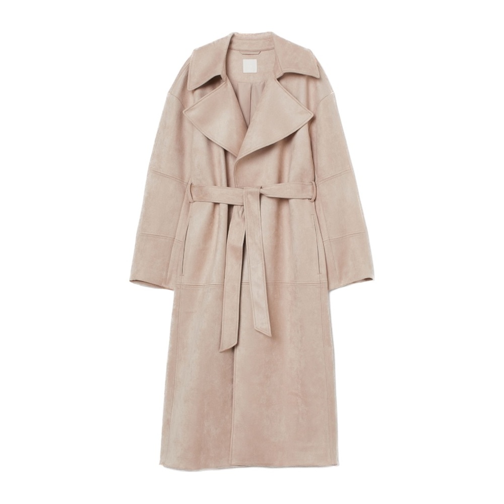 H&M faux suede coat in light beige